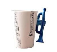 WUJIHE Tazza creativa in ceramica con manico a forma di violino, per caffè, tè e latte, idea regalo (kaki)