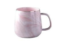 WUJIHE Tazza da caffè in ceramica vintage da 400 ml, stile nordico, bordo dorato, per colazione, farina d'avena, latte, motivo marmo, tazza da tè creativa per coppie (rosa)