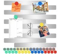 Wukong argento 30x3cm | 10 pezzi di lavagna magnetica, strisce magnetiche con 16 pezzi di magneti colorati per lavagna da frigo per ufficio, bacheca, lavagna magnetica, parete fotografica, ufficio