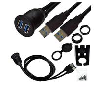 WUKUBO 1M 2M Car Boat Dash Flush Mount USB 3.0 A Male To A Female + HDMI-compatible A Waterproof Extension Cable Lead Mounting Pane(1m,USB3.0 2 Port)