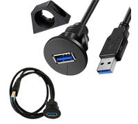 WUKUBO Adattatore Dock integrato impermeabile doppio USB Pannello cruscotto Porta USB 3.0 2.0 Maschio a Femmina Cavo di prolunga for nave moto for auto 2m(1m,U3-378)
