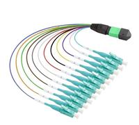 WUKUBO Cavo patch in fibra MPO-LC a 12 core da 0,9 mm, 30 cm SM 12C for modulo di distribuzione MPO, scatola monomodale, ponticello a 12 fibre(OM3 mpo-12LC 0.3m)