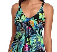 Wulachaka Costume da bagno da donna Tankini con pantaloncini lunghi da donna Tankini Costumi da bagno con gonna Costumi da bagno per le donne Costume da bagno, B-2., M