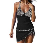 Wulachaka Costume da bagno da donna Tankini con pantaloncini lunghi da donna Tankini Costumi da bagno con gonna Costumi da bagno per le donne Costume da bagno, A-1., S