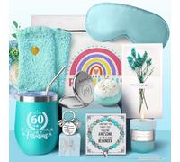 WULAIHO Regalo per il 60° compleanno da donna, regalo di buon 60° compleanno per i suoi amici, mamma, moglie, sorella collega, set di bicchieri per donne di 60 anni nel 1965, idee divertenti