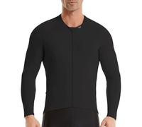 Wulibike Maglia da ciclismo da uomo, a maniche lunghe, da corsa, con chiusura lampo, adatta per la primavera e l'autunno, Nero , XL