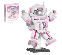 WULOBOOI Mini set di costruzione astronauta spaziale, micro blocchi rosa, piccoli giocattoli, kit con supporto, per decorazione per casa e ufficio, regali creativi per adulti e ragazzi collezionisti