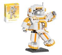 WULOBOOI Mini set di costruzione con astronauta spaziale, micro blocchi gialli, piccoli giocattoli, kit con supporto, per decorazione per casa e ufficio, regali creativi per adulti e adolescenti