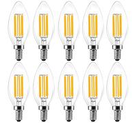 WULUN 10pcs Pack E14 Candle Lampada LED per Lampadario, E14 filamento Retrofit Classic, 6W 600 Lumen 2700K Bianco Caldo Sostituito 60 Watt, Lampada a filamento, Dimmable
