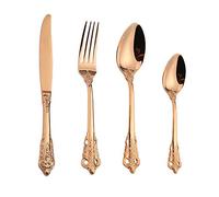 WULUN 4-Piece Food Grade 18/10 acciaio inossidabile Flatware, design moderno imperiale, posate includono coltello/forchetta/cucchiaio/cucchiaio da caffè, specchio lucidato, lavabile in lavastoviglie