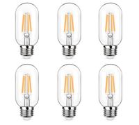 WULUN E27 T45 4W Tubo Vetro Retro Led lampadine, Tubo Lampadine Decorative, E27 Base, AC/DC 220-240V, Nessun sfarfallio, 3000K Bianco caldo, 400 Lumen, 6 pz