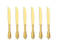 WULUN Golden - Servizio di posate da 6 pezzi in acciaio INOX 18/10 lucidato, stile barocco, ideale per casa, cucina, ristorante, matrimonio, feste, tè pomeridiano, 24.2cm Coltello da tavola