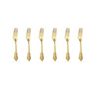 WULUN Golden - Servizio di posate da 6 pezzi in acciaio INOX 18/10 lucidato, stile barocco, ideale per casa, cucina, ristorante, matrimonio, feste, tè pomeridiano, 15cm Forchetta da tè