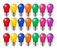 WULUN Lampadina a LED colorata E27,3W A50 a forma di pera, rosso, giallo, blu, verde, Rosa, Arancione, colori misti, per fate, luci colorate, decorazione per feste di Halloween, confezione da 20