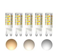 WULUN Lampadine G9 5W LED, 3-Color Temperatura Led Luce, Bianco Caldo/Freddo/Naturale Luce 2700K 4000K 6000K, Controllo Interruttore, AC 220-240V, Confezione da 5