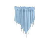 WUMUZAI 1 tenda mantovana trasparente blu, 130 x 60 cm, mantovana con perline per finestre, soggiorno, cucina, camera da letto, bagno, tende corte con tasca per asta, voile con nappe
