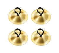 WUMUZAI 4 piatti da dito per danza del ventre, mini piatti a mano da 5,3 cm, con simbolo di strumento musicale, in ottone, per adulti, ballerini e feste serali, oro