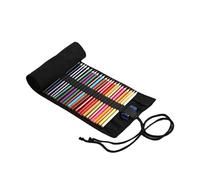 WUMUZAI Astuccio arrotolabile per matite colorate, organizer per matite colorate, in tela, portatile, per schizzi, disegni, per adulti, artisti, viaggi, nero, 72 slot, Astuccio arrotolabile per matite