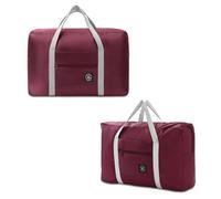 WUMUZAI Confezione da 2 borsoni da viaggio pieghevoli con custodia trolley, borse da viaggio pieghevoli leggere per viaggi, borsa pieghevole da notte, borse da trasporto per donne e uomini, Rosso