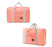 WUMUZAI Confezione da 2 borsoni da viaggio pieghevoli con custodia trolley, borse da viaggio pieghevoli leggere per viaggi, borsa pieghevole da notte, borse da trasporto per donne e uomini, rosa,