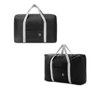 WUMUZAI Confezione da 2 borsoni da viaggio pieghevoli con custodia trolley, borse da viaggio pieghevoli leggere per viaggi, borsa pieghevole da notte, borse da trasporto per donne e uomini, Nero ,
