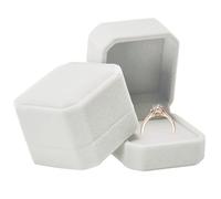 WUMZIRA 2 pcs Gioielli Donna Cofanetto Anello di Velluto Lusso Scatola per Anelli in Flanella, Stile quadrato Scatola per Anelli in Velluto per Proposta Matrimonio Amante Anniversario (Bianco)