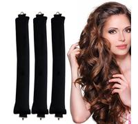 WUMZIRA 3 Pcs Bigodino Lungo per Boccoli, Heatless hair Curler, Spugna Bigodini Set Per Dormire Durante la Notte, hitzefreier Lockenstab für alle Haartypen, Lockenwickler zum Ausschlafen (Black)