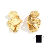WUMZIRA Orecchini Donna, Semplice Petali Irregolari Gancio, Asimmetrici Alla Moda, Placcati Oro, Orecchino A Fiore Opaco Esagerato retrò Occidentale, Gioielleria Regalo per Mamma Moglie Figlia,
