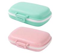 WUMZIRA Set di 2 Portapillole Settimanale, Porta Pillole 7 Giorni per Medicine e Vitamine, Organizzatore Pastiglie Tascabile da Viaggio, 7 Scomparti, Colori Rosa Grano e Blu Chiaro