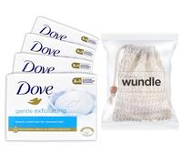 Wundle Bundle - Sacchetto esfoliante per sapone, con 4 saponette idratanti colombe (esfoliante delicato)