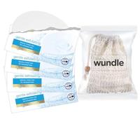 Wundle Bundle - Sacchetto esfoliante per sapone, con 4 saponette idratanti Dove's (esfoliante delicato)