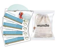 Wundle Bundle - Sacchetto esfoliante per sapone, con 4 saponette idratanti Dove's (fico blu e fiori d'arancio)