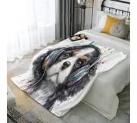 WunM Studio Cavalier King Charles Spaniel Blanket for Children, Ritratto di cane animale Flannel Fleece Blanket, Super Soft,Lightweight,Warm,for Sofa, Bed and Sofa Blankets 160 * 220cm