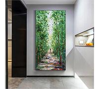 WunM Studio CE Pittura a olio astratta con grandi alberi 3D dipinti a mano con foglie verdi, pittura a olio da appendere alla parete, arte per soggiorno, camera da letto, decorazione per la casa,