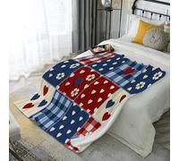 WunM Studio Coperta 3D Patchwork vintage country Pois e motivi a cuore 240x260cm,Plaid Morbido in Microfibra,Paesaggio Naturale Stampato, Calda e Decorativa per Letto o Divano