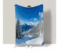 WunM Studio Coperta Plaid in Flanella,3D Montagne innevate con pini Stampa Coperta Pile,Microfibra Coperta Divano Morbida Trapunta per Bambini/Adulti/Letto 140 * 200cm,Paesaggio naturale invernale