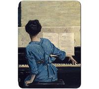 WunM Studio Custodia Compatibile con Amazon Kindle Oasis 10. Generazione - Custodia e-Reader Cover,Serie Texture Pittura a Olio Piano Girl