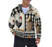 WunM Studio Felpa Uomo Stampa 3D Colori Vivaci,Modello di mucca da fattoria di campagna,Giacca di Transizione con 2 Tasche,Cappotto Pesante Oversize,Giacca Casual Invernale