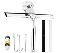 Wunset 25 CM Tergivetro Per Doccia, Grande Tergivetro Argento - Set Da 6 Pezzi Con 2 Lame Di Ricambio In Silicone, Pulivetri - Per Doccia, Bagno, Piastrelle, Specchi, Accessori Doccia (25 CM, Argento)