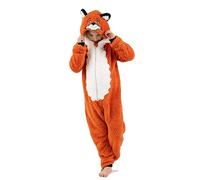 Wunsy Tutina intera per ragazzi o ragazze, morbida e soffice Mr Fox con coda, pigiama per bambini dai 2 ai 13 anni, Volpe, 8-9 Years