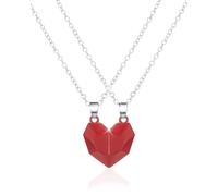 WUNZILO 1 paia Collana a Cuore Magnetico, Collana per Coppie con Magneti a Cuore, Collane con 2 Ciondoli Magnetici Cuore a Metà, per Fidanzato Fidanzata Marito Moglie Migliore Amica