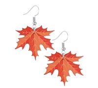 WUNZILO 1 paio Legno Carino Autunno Foglia D'acero Orecchini Penzoloni Goccia Autunno Pianta Foglie Gioielli per Donne Ragazze Bambini Ciondoli Regali