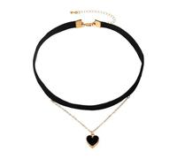 WUNZILO 1 pcs Choker Collana di Velluto Collana a Cuore Classica Stratificata Regolabile Gioielli Donna Gotico Anni '90 Decorazione per Ragazze, Nero