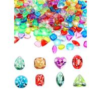 WUNZILO 100 Pcs Pietre Preziose Acriliche Colorate Diamanti Finti Gioielli in Cristallo Fiori Tesori dei Pirati Colorati della Tavola delle Feste Acquario Caccia al Tesoro per Feste Pirati Compleanno
