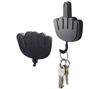WUNZILO 2 ganci per chiavi, portachiavi, divertente organizer per chiavi, dito medio, gesto della mano F-U-C-K, organizer per chiavi da parete nero, portachiavi per decorazione da parete, portachiavi