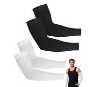 WUNZILO 2 paia maniche per braccio di raffreddamento con protezione,manicotti braccia,maniche da sole con foro per il pollice, copertura per tatuaggio, custodia sportiva per ciclismo, guida, golf