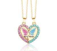 WUNZILO 2 pezzi collane bff,collanua amicizia,collanna bff,collana dell amicizia per 2,Farfalla Amore Collane Cuciture Pietra Collanaa Lega Drip Oil Drilling Collama Good Friend