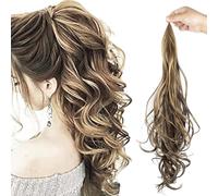 WUODHTW Extension a coda di cavallo, flessibile, avvolgente, capelli lunghi e mossi, da donna