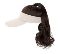 WUODHTW Parrucca da donna con berretto da baseball con extension sintetiche ricci, coda di cavallo, cappello da sole con capelli