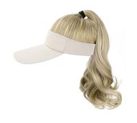 WUODHTW Parrucca da donna con berretto da baseball con extension sintetiche ricci, coda di cavallo, cappello da sole con capelli